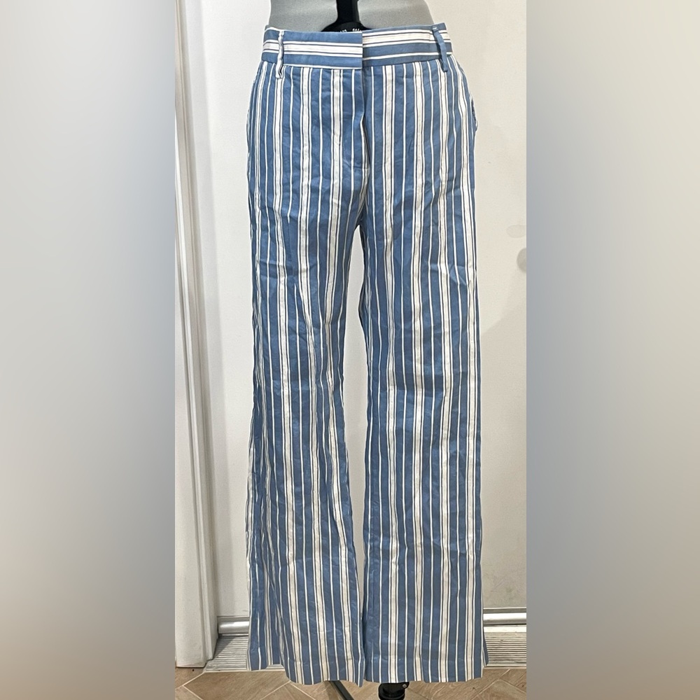 True Royal Riviera Striped Linen trousers, blue/white, pockets, IT46 (L),EUC